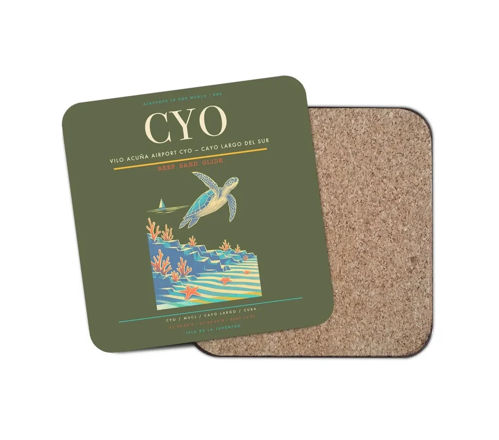 Vilo Acuña Airport (CYO) design on green army 1 piece coaster