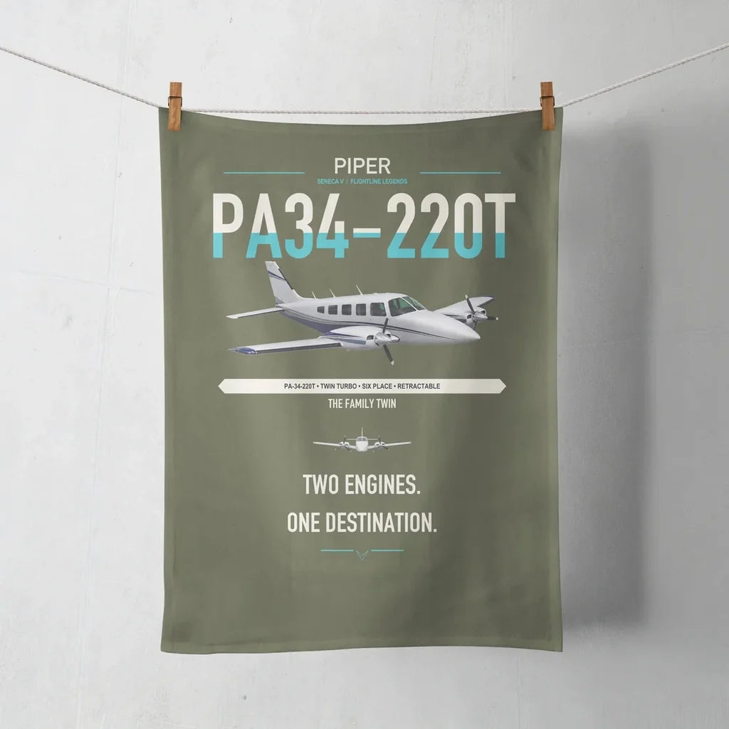 Piper PA-34-220T Seneca V design on green army towel