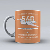 Thumbnail for Cessna Citation 560 - Citation V design on orange ceramic mug, double-side print