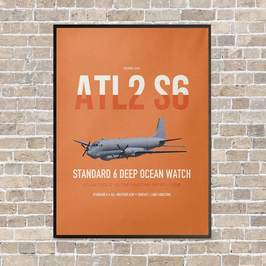 Atlantique 2 Standard 6 vertical canvas print - framed - orange background
