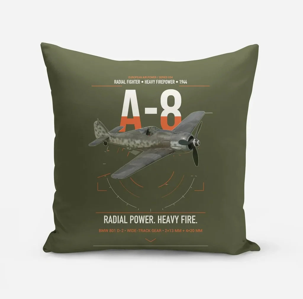 Focke-Wulf Fw 190A-8 design on green army pillow