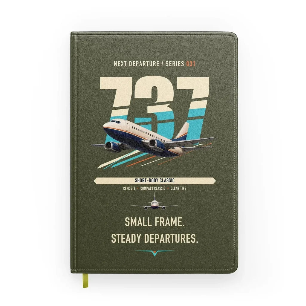 Boeing 737-500 Classic design on green army notebook