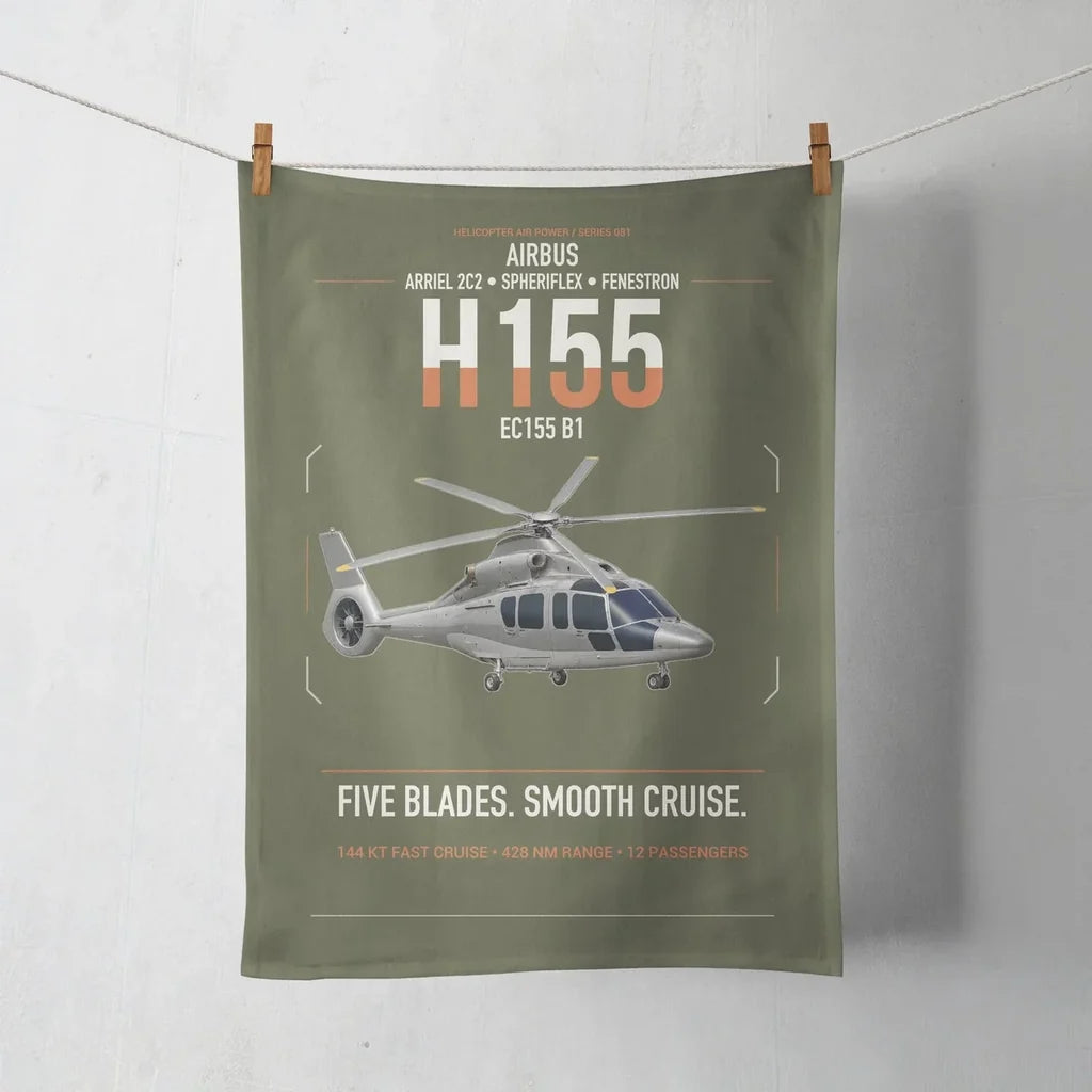 Airbus H155 EC155 B1 design on green army towel