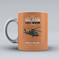 Thumbnail for Sikorsky HH-60W Jolly Green II design on orange ceramic mug, double-side print