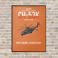 Thumbnail for Sikorsky CH-53K King Stallion vertical canvas print - framed - orange background