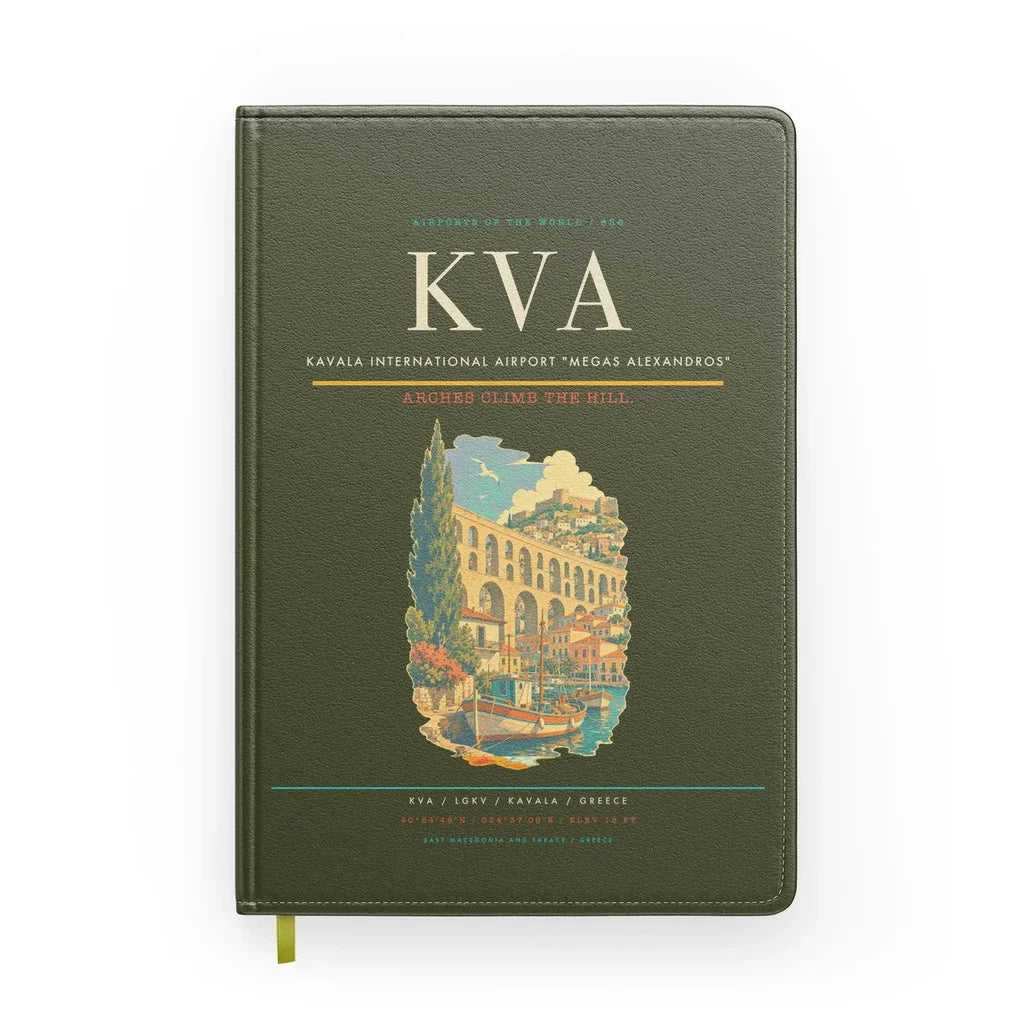 Kavala International Airport Megas Alexandros (KVA) design on green army notebook