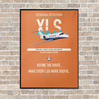 Thumbnail for Cessna Citation XLS vertical canvas print - framed - orange background