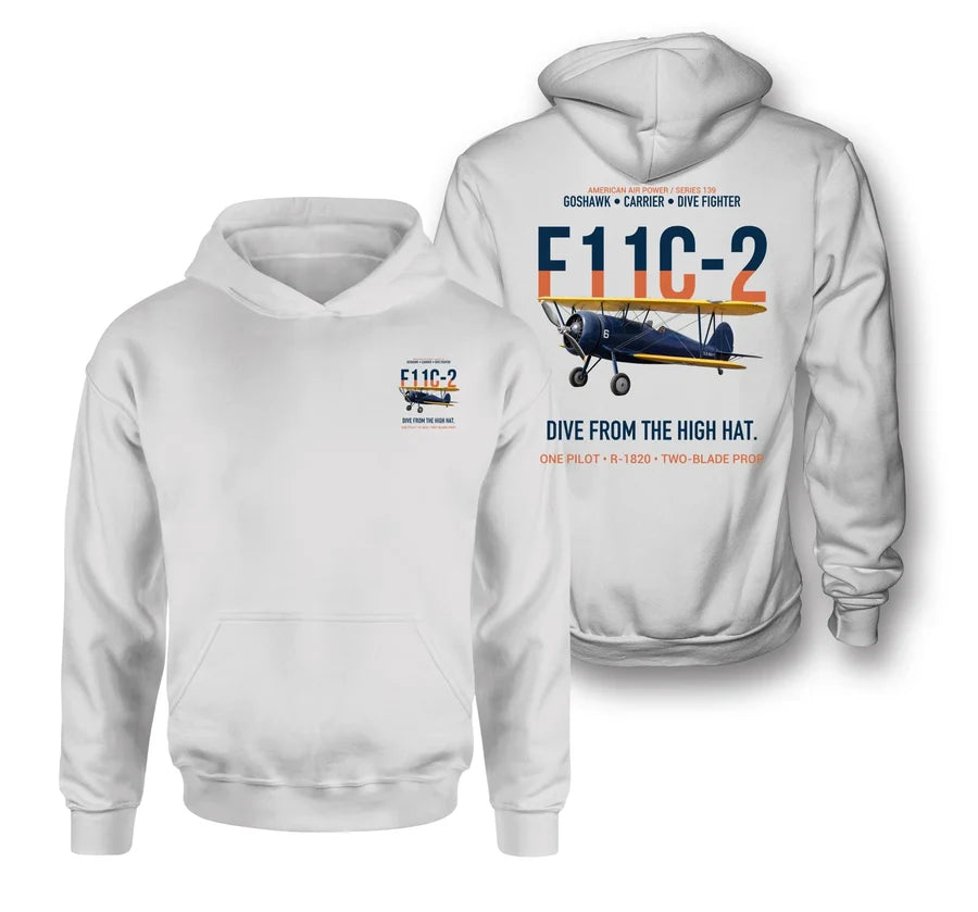 F11C-2 GOSHAWK design on white hoodie