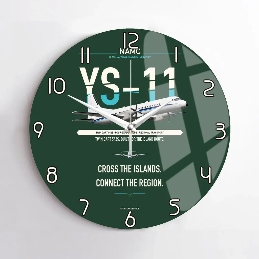 NAMC YS-11A design on dark green no frame wall clock