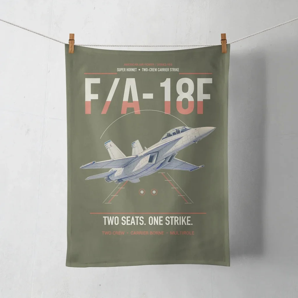 F-A-18F Super Hornet design on green army towel