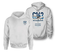 Thumbnail for Cessna 162 Skycatcher design on white double-side hoodie, double-side print