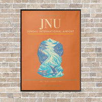 Thumbnail for Juneau International Airport JNU vertical canvas print - framed - orange background