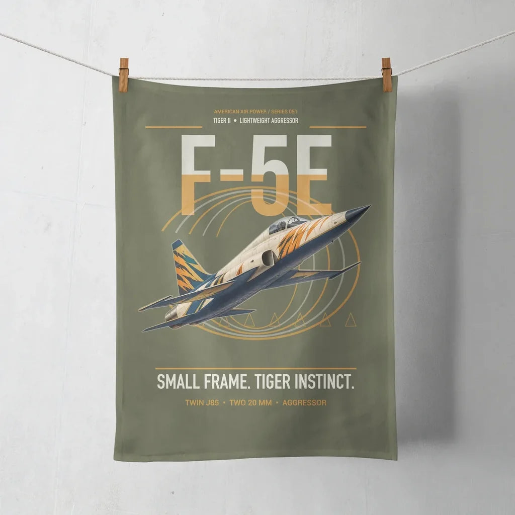 F-5E Tiger II design on green army towel