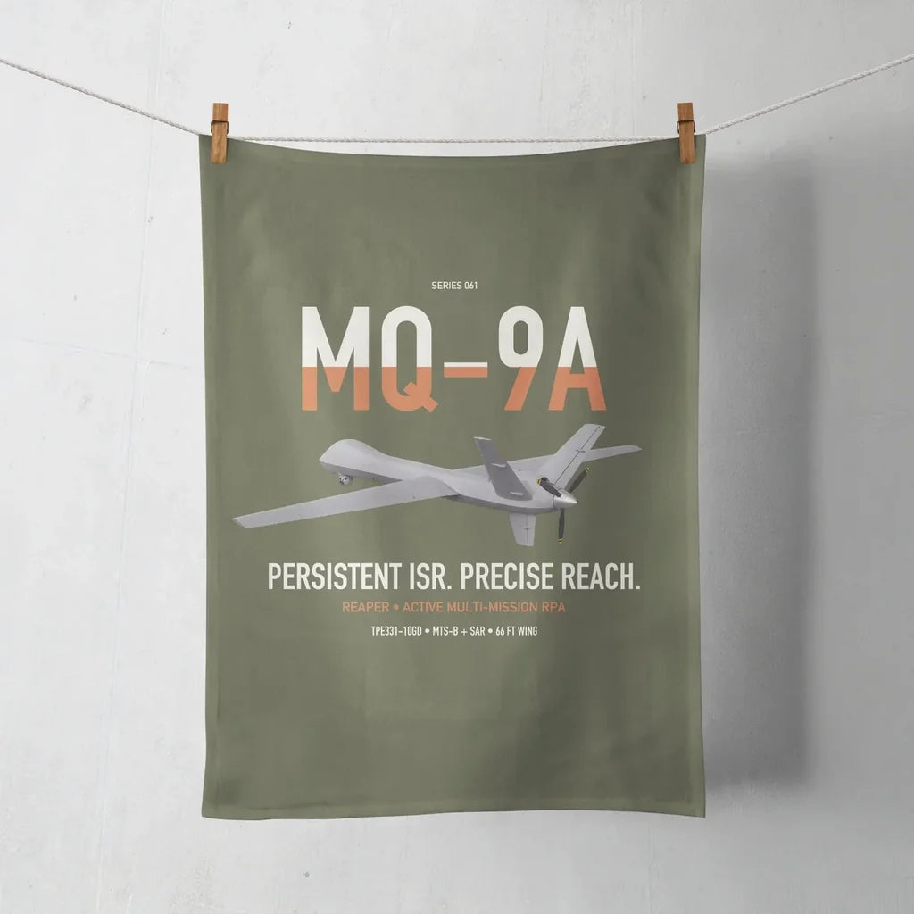 MQ-9A Reaper design on green army towel