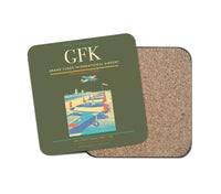 Thumbnail for Grand Forks International Airport (GFK) design on green army 1 piece coaster