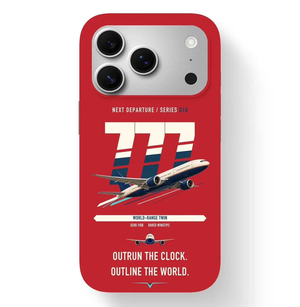 Boeing 777-200LR design on red magsafe iphone case