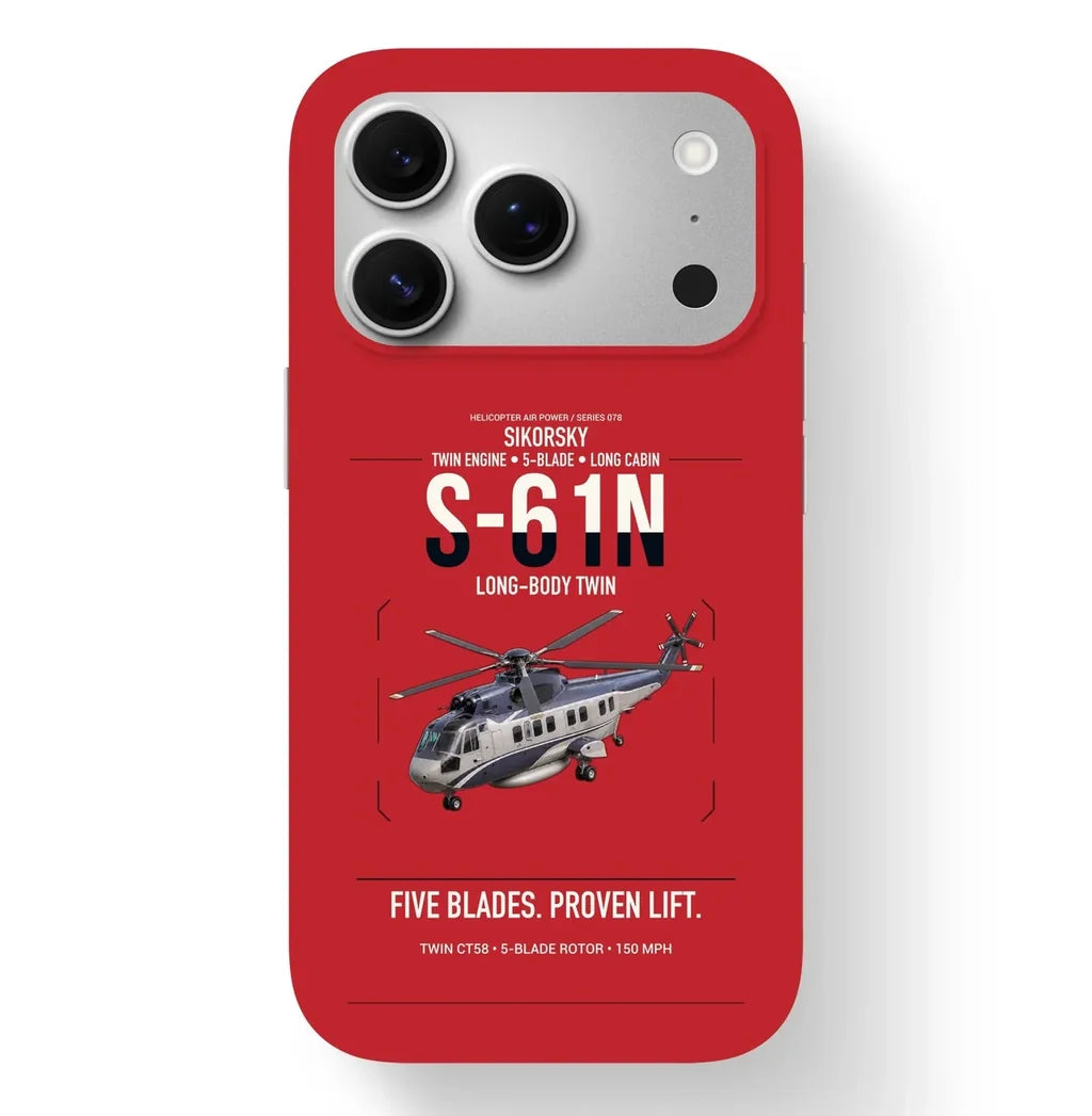 Sikorsky S-61N design on red magsafe iphone case, for iPhone 17 Pro
