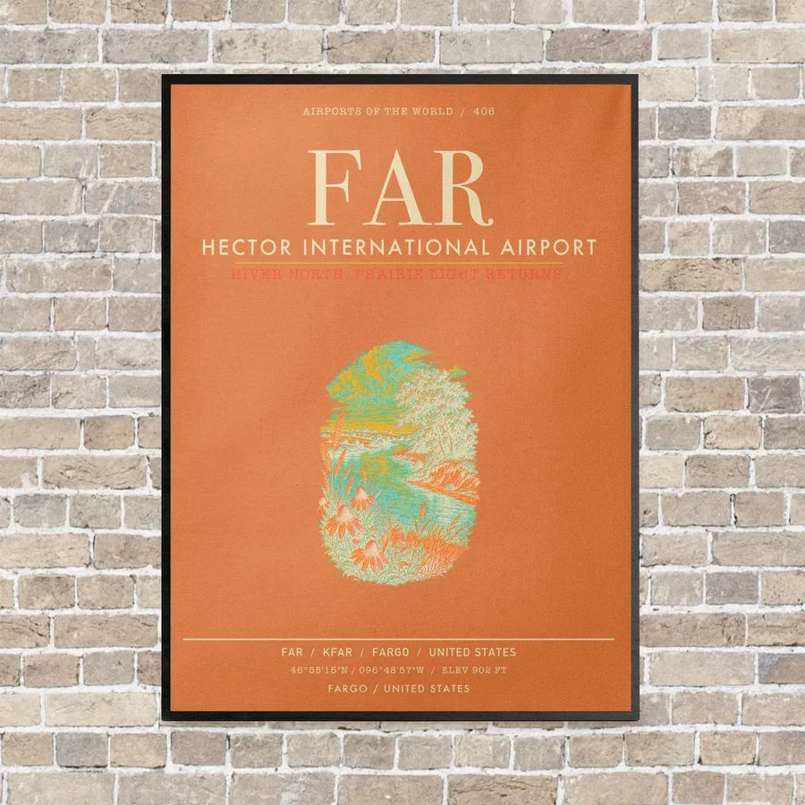 Hector International Airport FAR vertical canvas print - framed - orange background