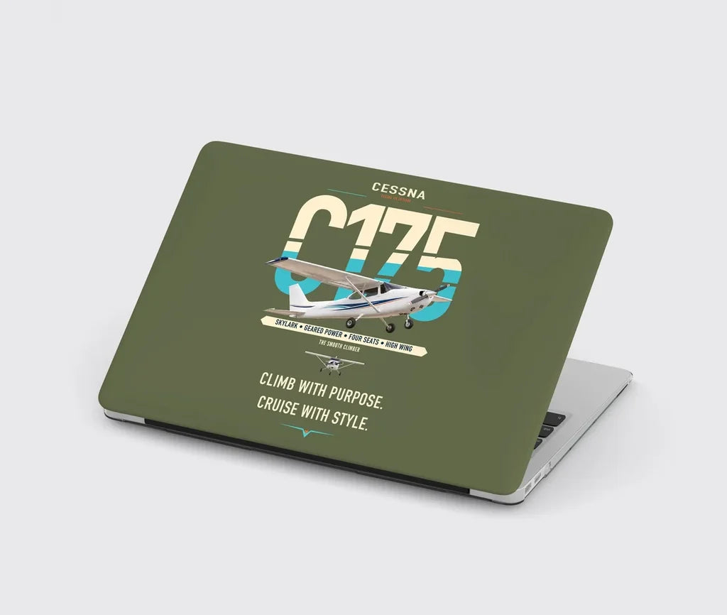 Cessna 175 Skylark design on green army MacBook case