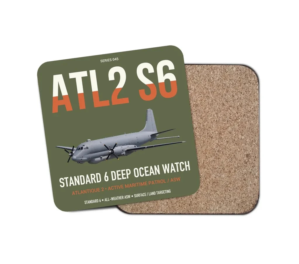 Atlantique 2 Standard 6 design on green army 1 piece coaster