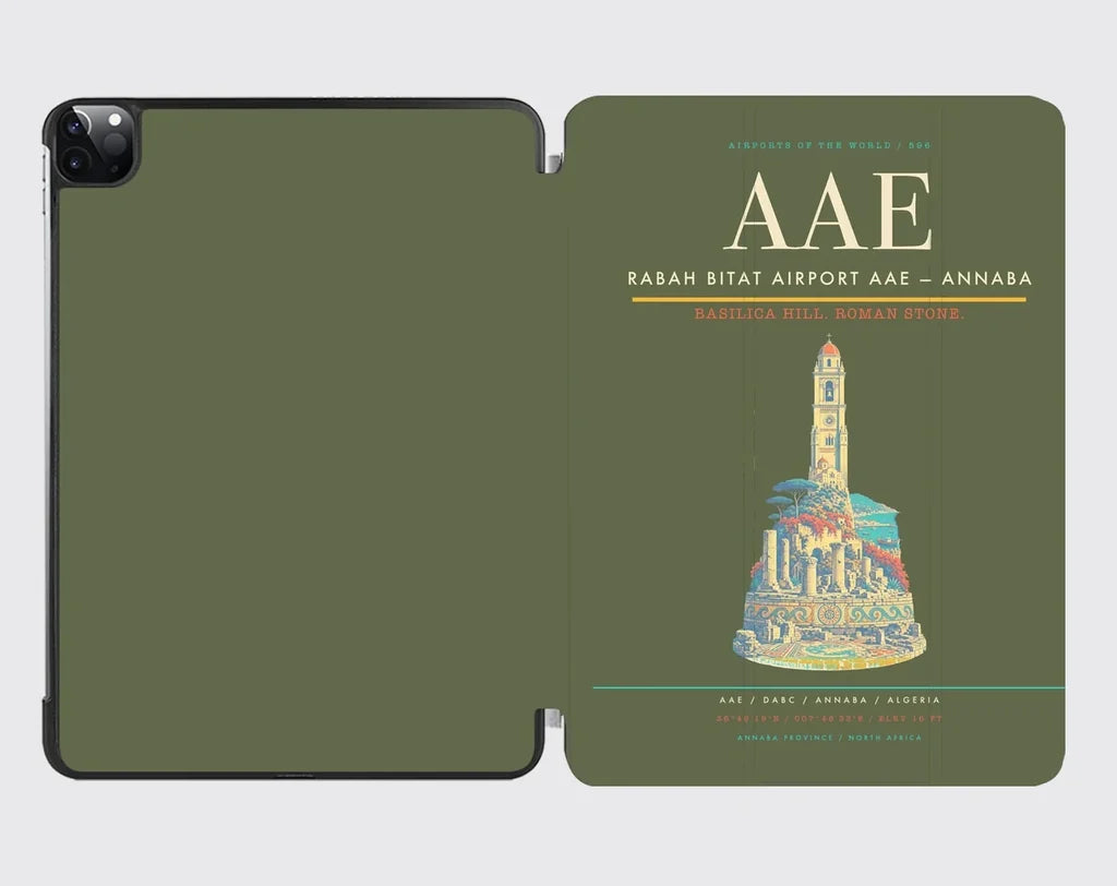 Rabah Bitat Airport (AAE) design on green army ipad tablet case