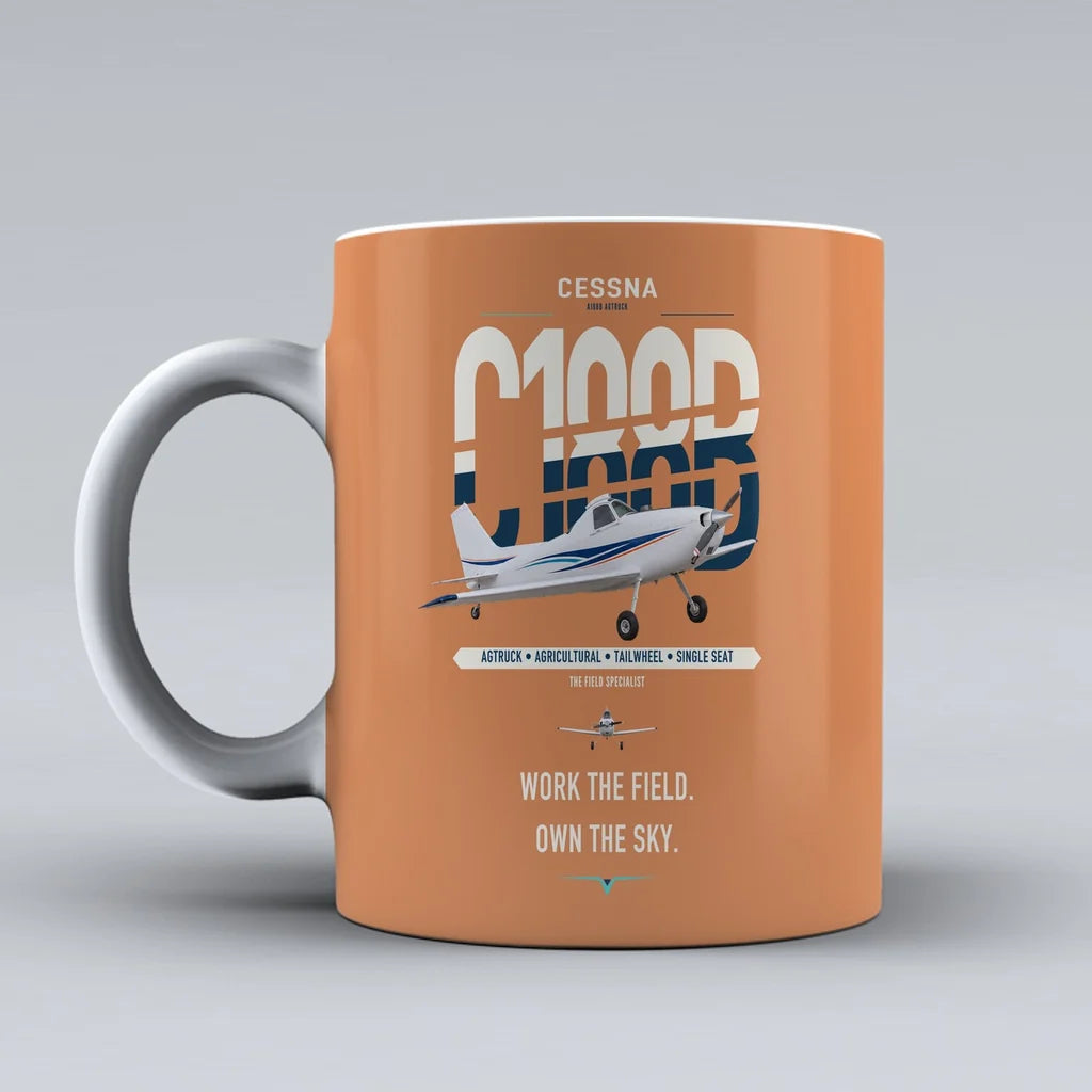 Cessna A188B AgTruck design on orange ceramic mug, double-side print