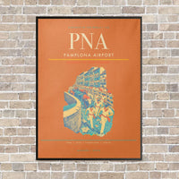 Thumbnail for Pamplona Airport PNA vertical canvas print - framed - orange background