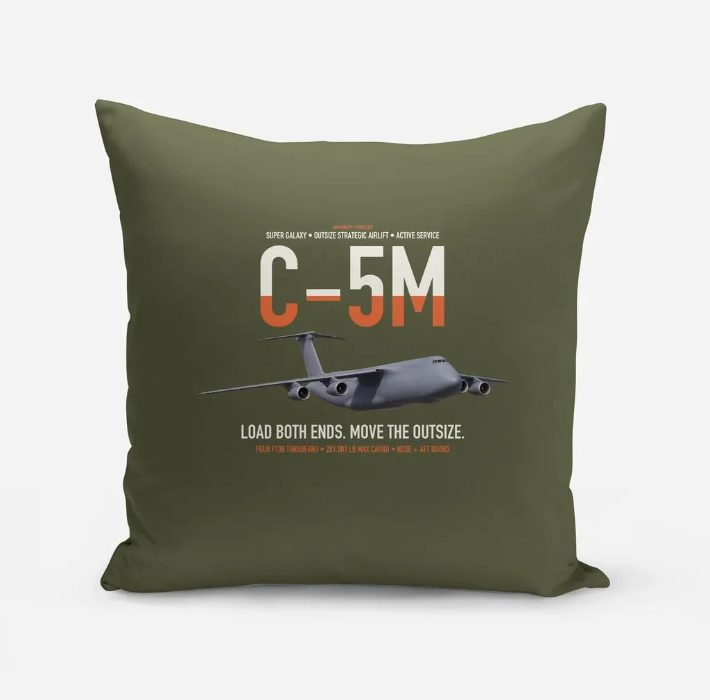 C-5M Super Galaxy design on green army pillow