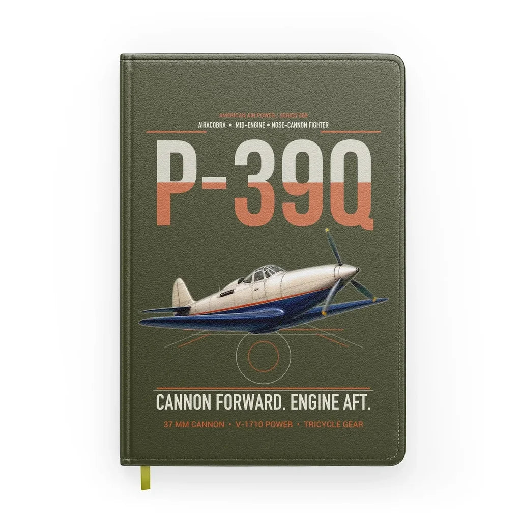 P-39Q Airacobra design on green army notebook