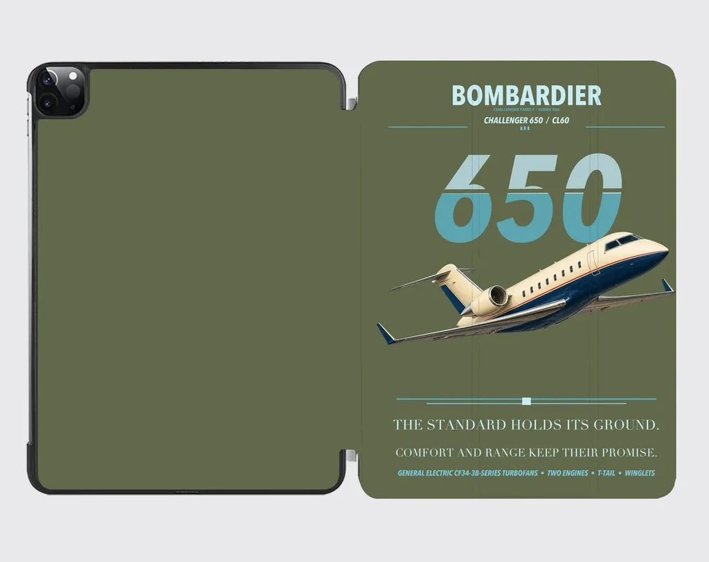 Bombardier Challenger 650 design on green army ipad tablet case