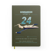 Thumbnail for Bombardier Learjet 24 design on green army notebook