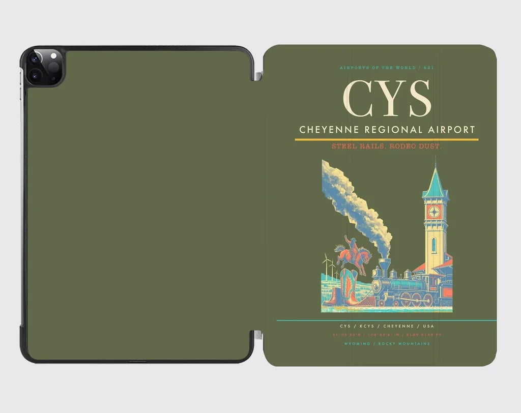 Cheyenne Regional Airport (CYS) design on green army ipad tablet case