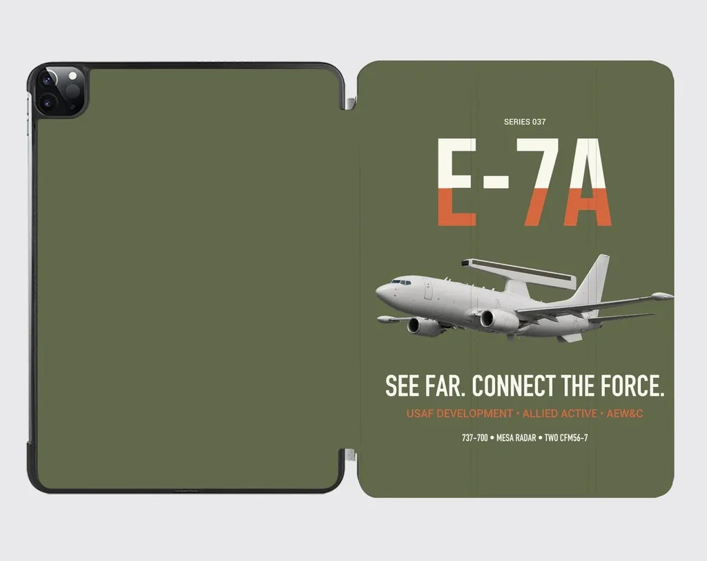 E-7A Wedgetail design on green army ipad tablet case