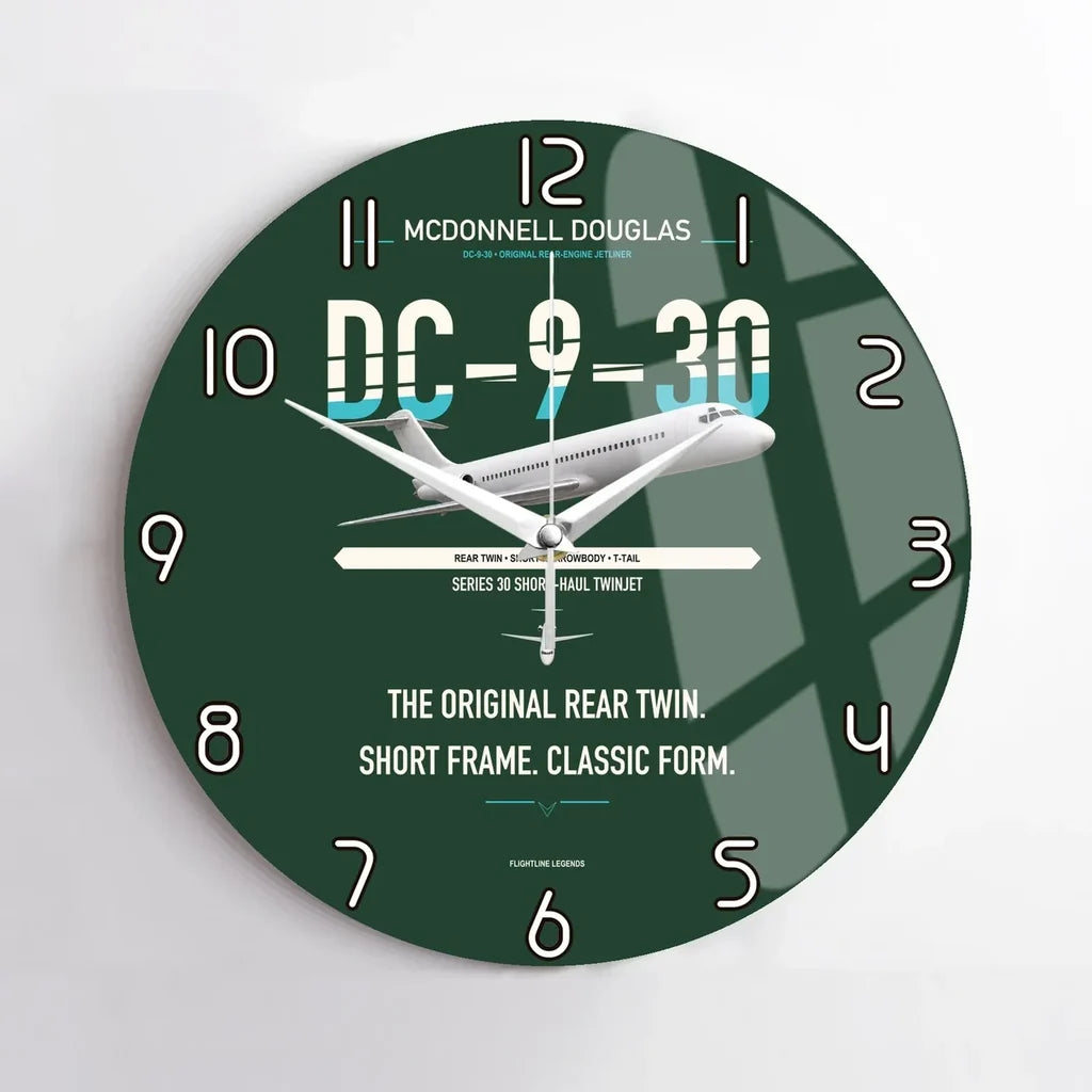 McDonnell Douglas DC-9-30 design on dark green no frame wall clock