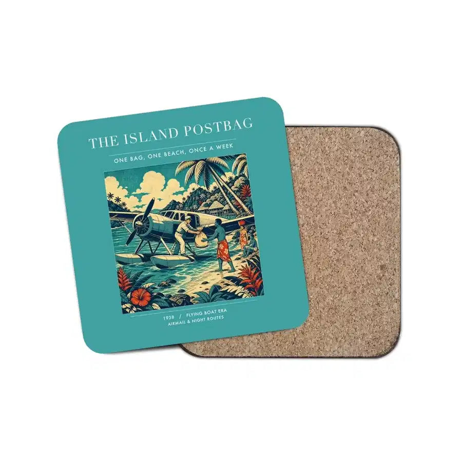 The Island Postbag - Designed Coasters design on turquoise 1-piece