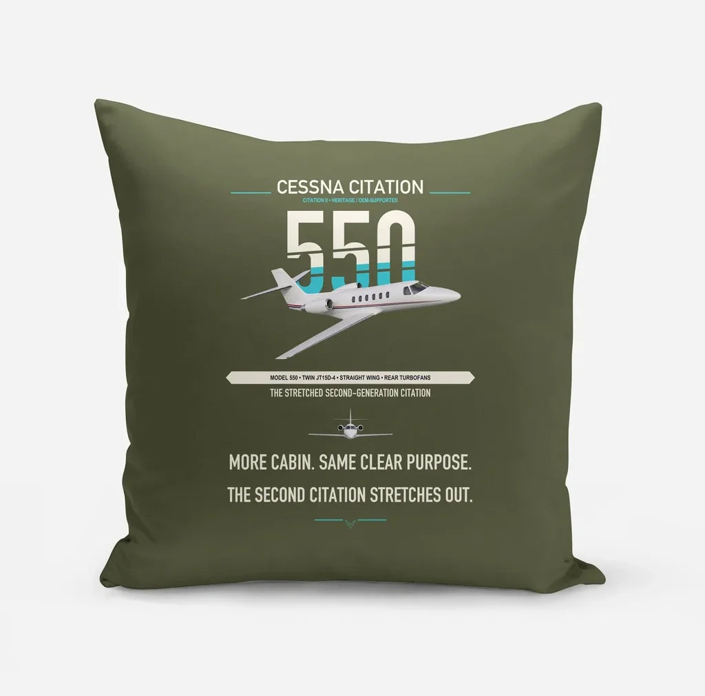 Cessna Citation 550 - Citation II design on green army pillow