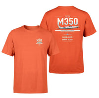 Thumbnail for Piper M350 design on orange t-shirt, double-side print