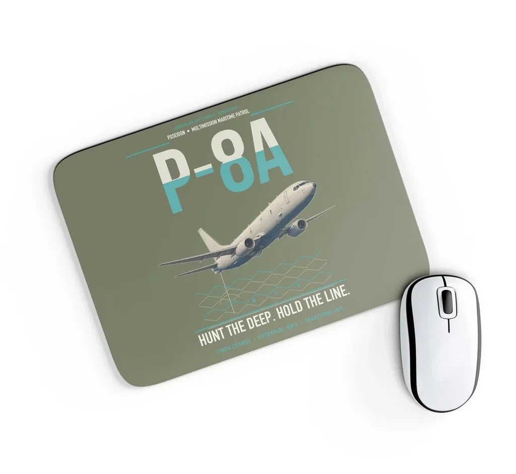 P-8A Poseidon design on green army rectangle mouse pad
