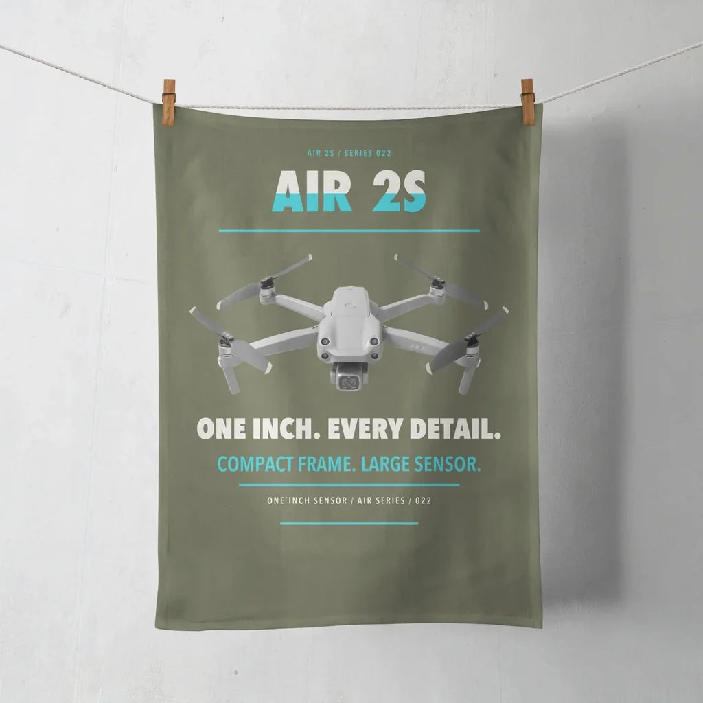 DJI Air 2S design on green army towel