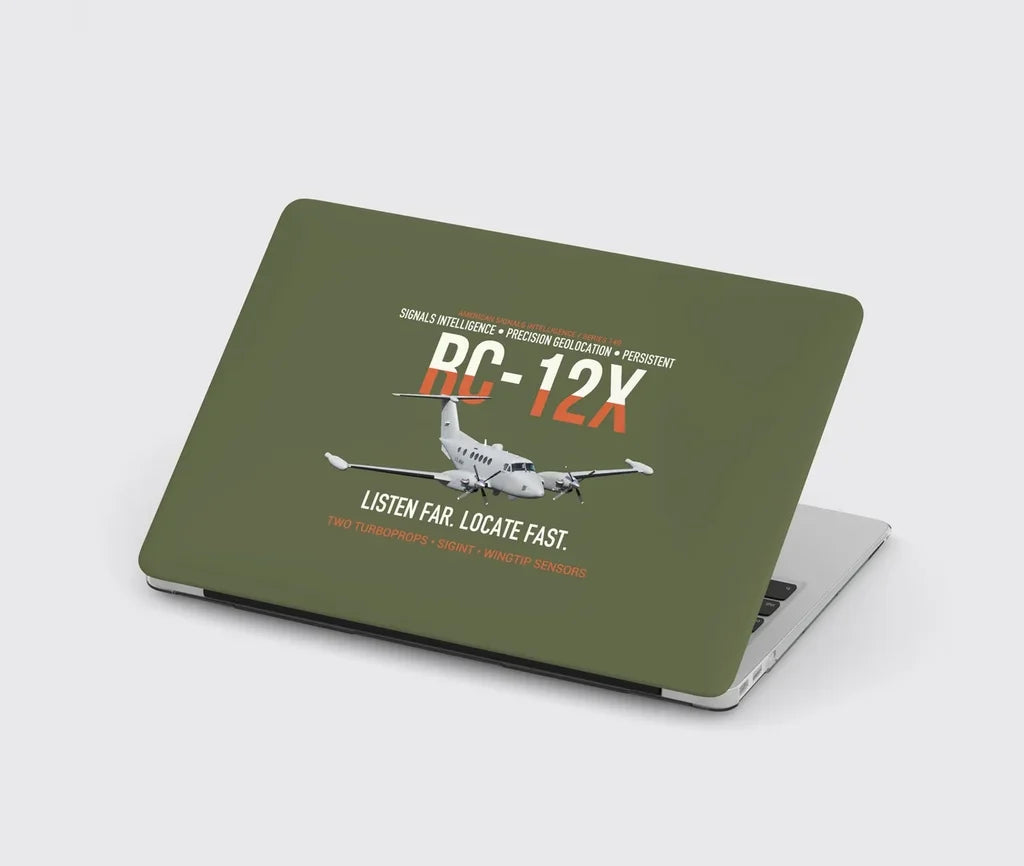 RC-12X Guardrail Signals From Above design on green army MacBook case