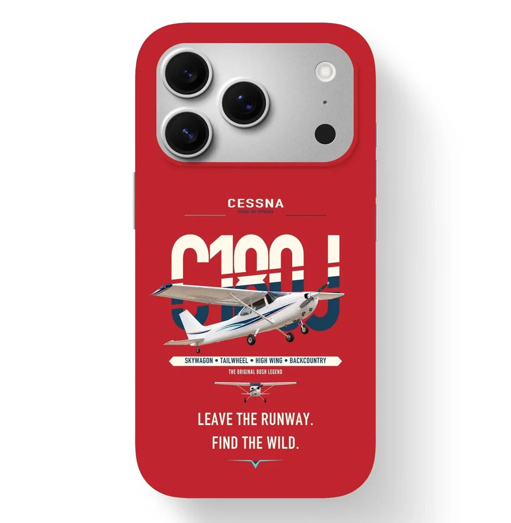 Cessna 180J Skywagon design on red magsafe iphone case, for iPhone 17 Pro