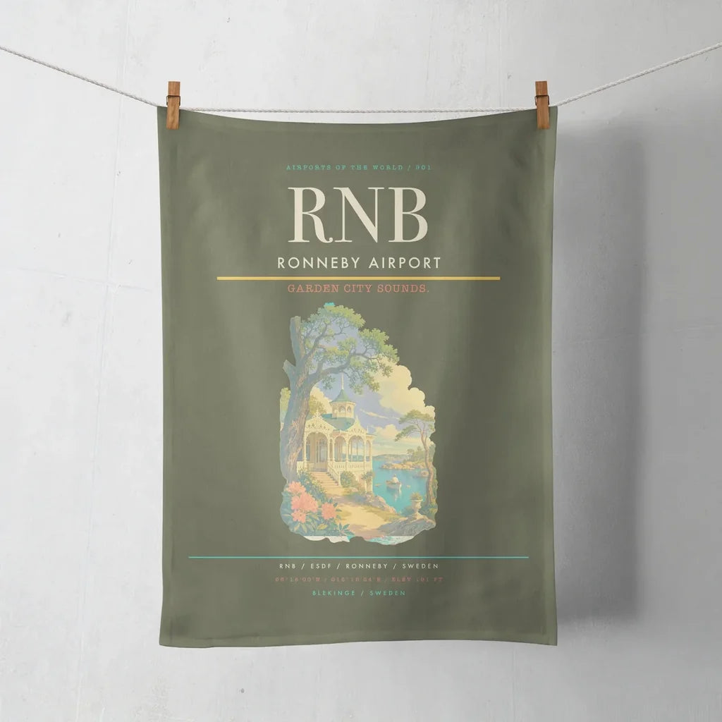 Ronneby Airport (RNB) design on green army towel