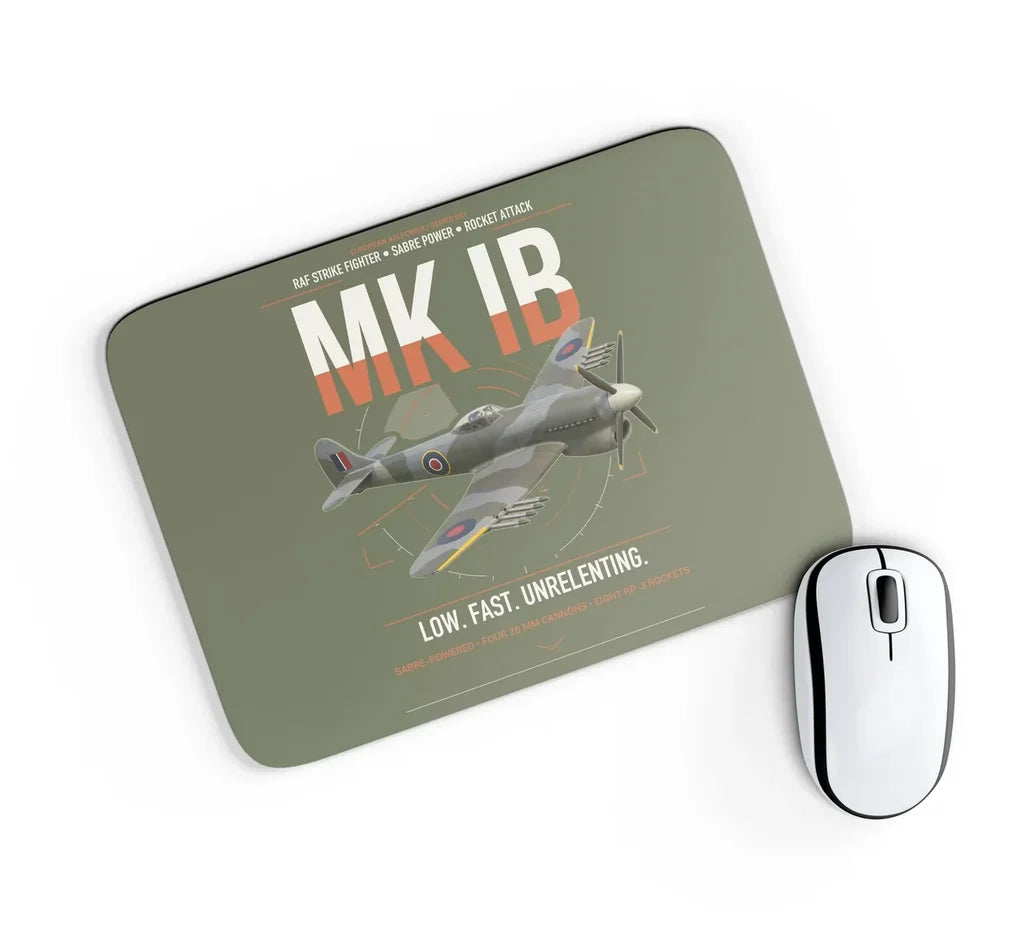 Hawker Typhoon Mk IB design on green army rectangle mouse pad