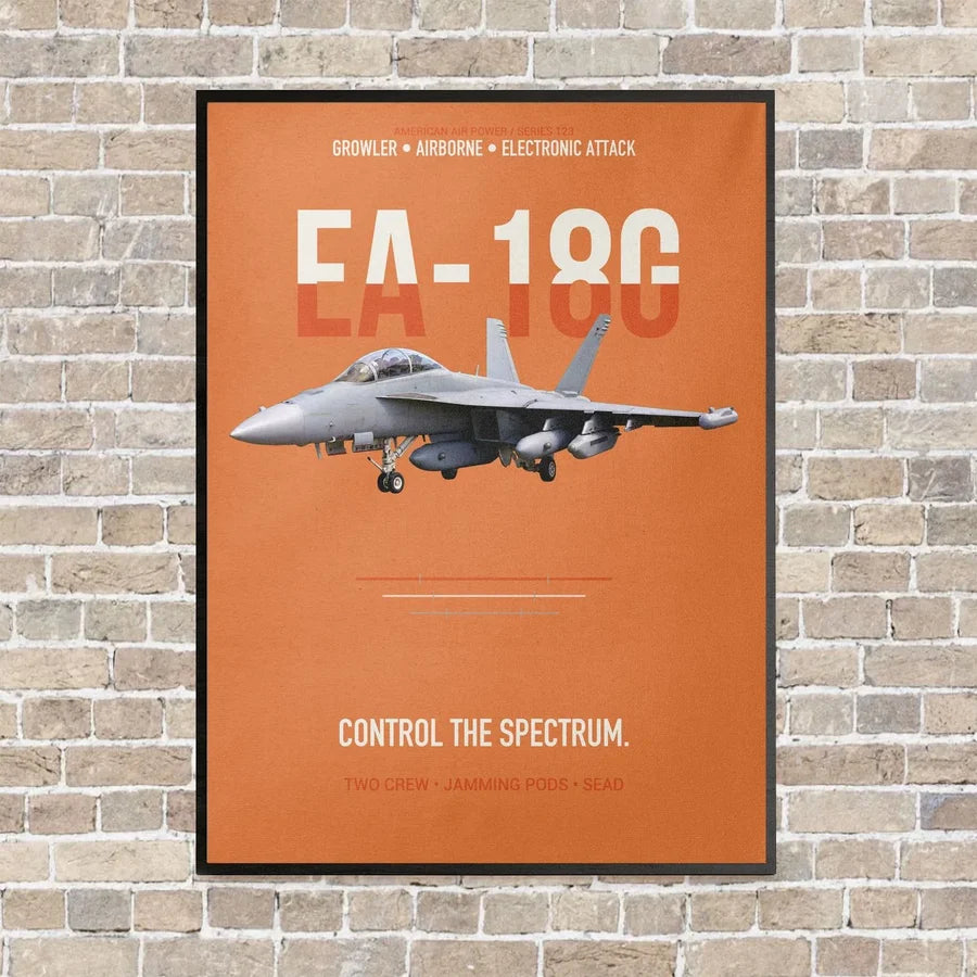 EA-18G Growler Control The Spectrum vertical canvas print - framed - orange background