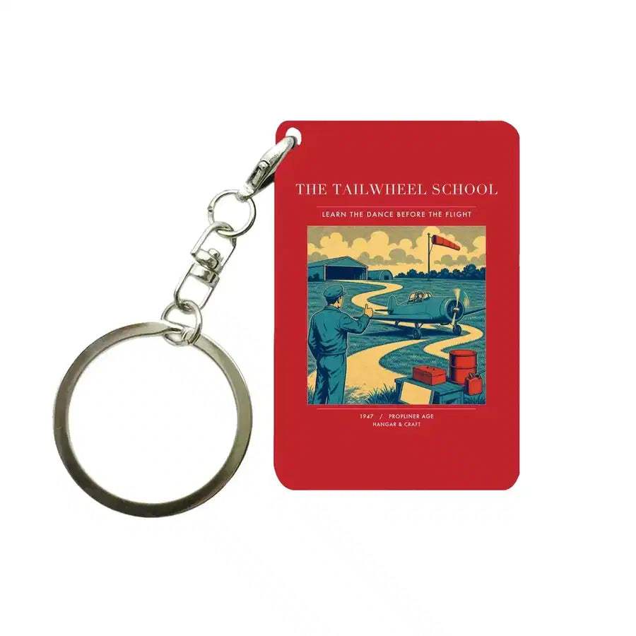 VINTAGE G4178 - The Tailwheel School - Designed Key Chain design on red