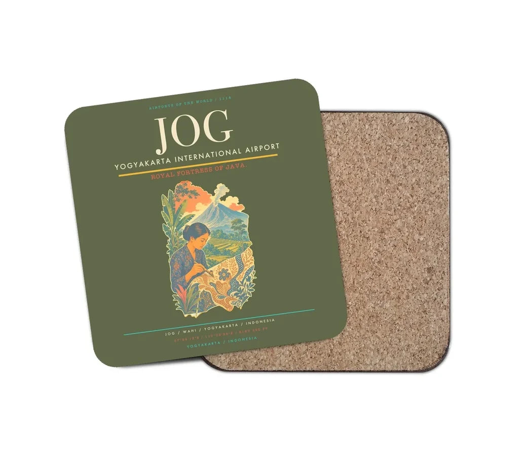 Yogyakarta International Airport (JOG) design on green army 1 piece coaster