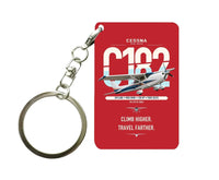 Thumbnail for Cessna 182 Skylane design on red designed key chain, double-side print