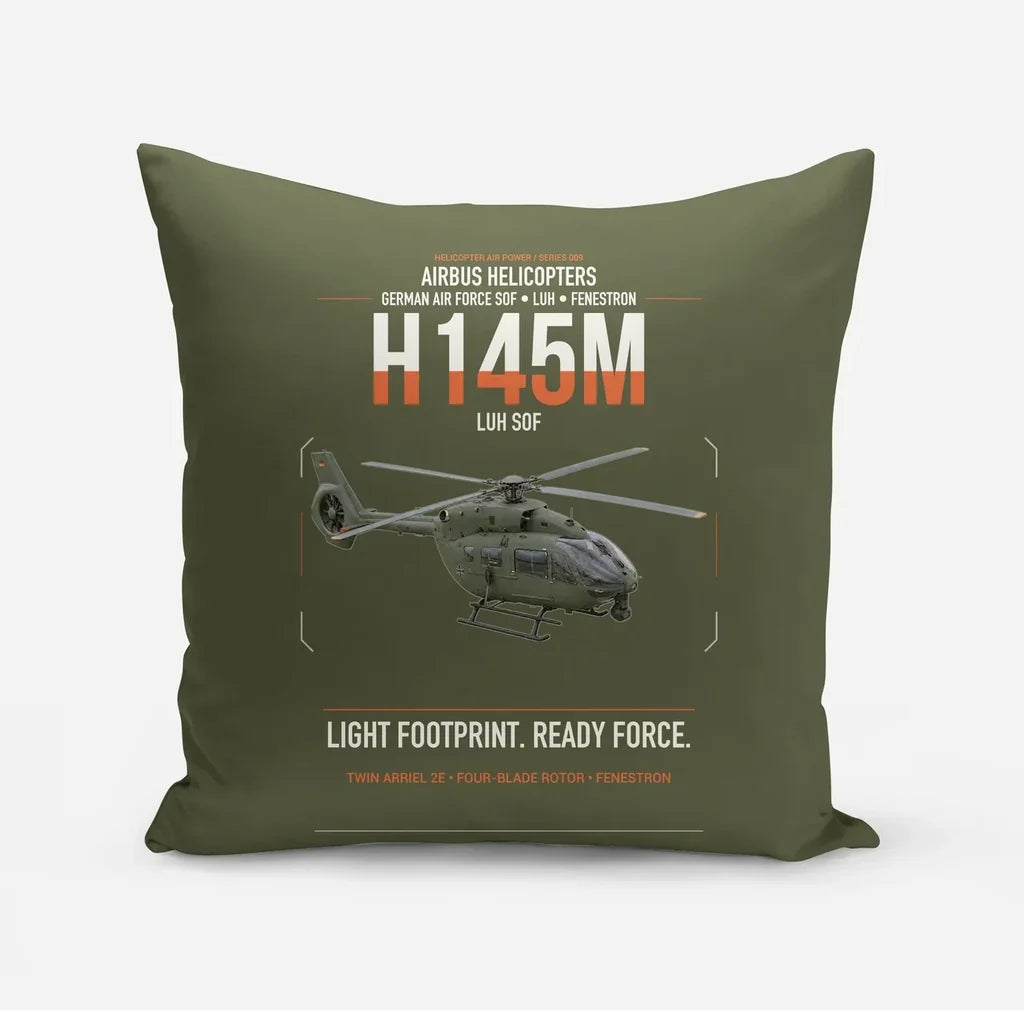 Airbus Helicopters H145M LUH SOF design on green army pillow