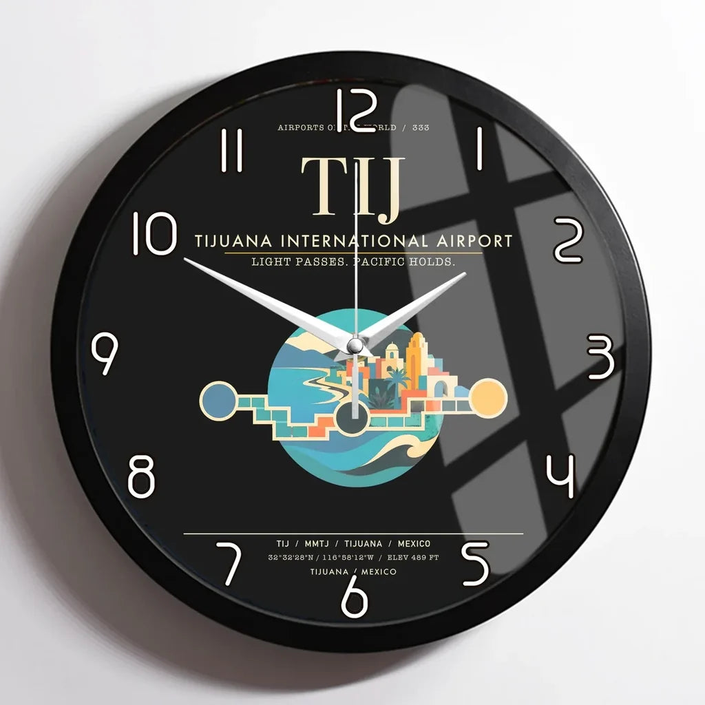 Tijuana International Airport TIJ Wall-Clock Framed - Black