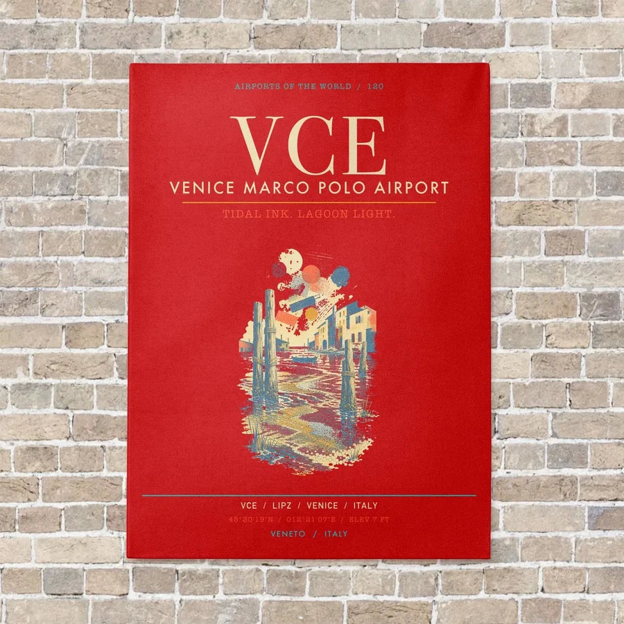 Venice Marco Polo Airport VCE - Canvas Framed - Red